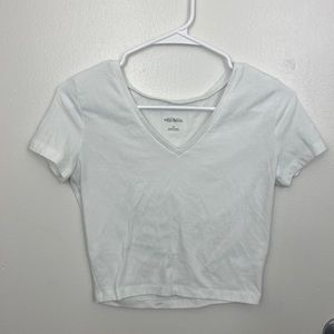 Wild Fable White V-Neck Crop Top